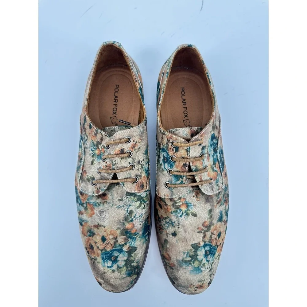 Polar Fox Paco Floral Derby Oxford Dress Shoes Modern Dandy Artcore Men Sz 10
